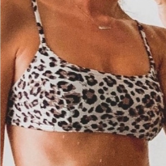Blackbough Other - BLACKBOUGH Bikini Top Swim‎ Bathing suit Leopard Animal Print Straps Handmade SM
